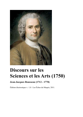 Couverture de Rousseau - Discours sur les sciences et les arts